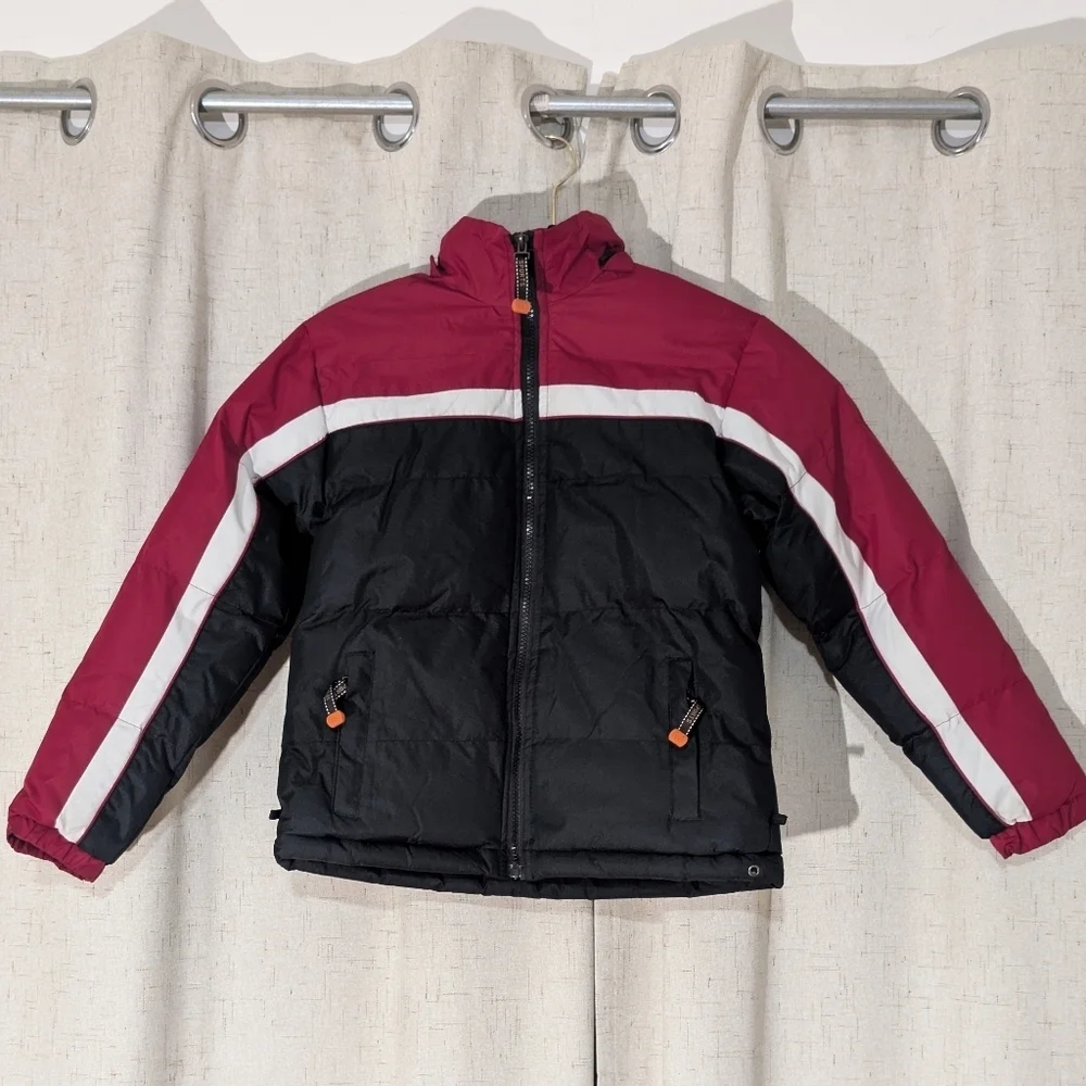 1826 Sports Stylish Black and Red Kids' Puffer Jacket